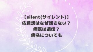 silent(ドラマ)佐倉想はなぜ話さない？病気は遺伝？病名についても